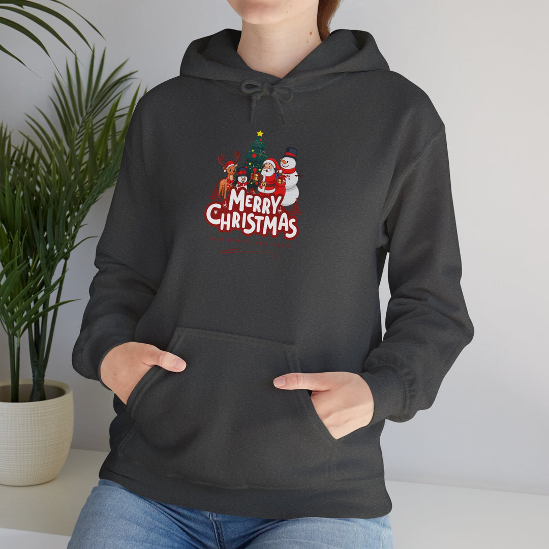 Christmas Crew Hoodie - 'Merry Christmas' Santa & Snowman Holiday Sweatshirt