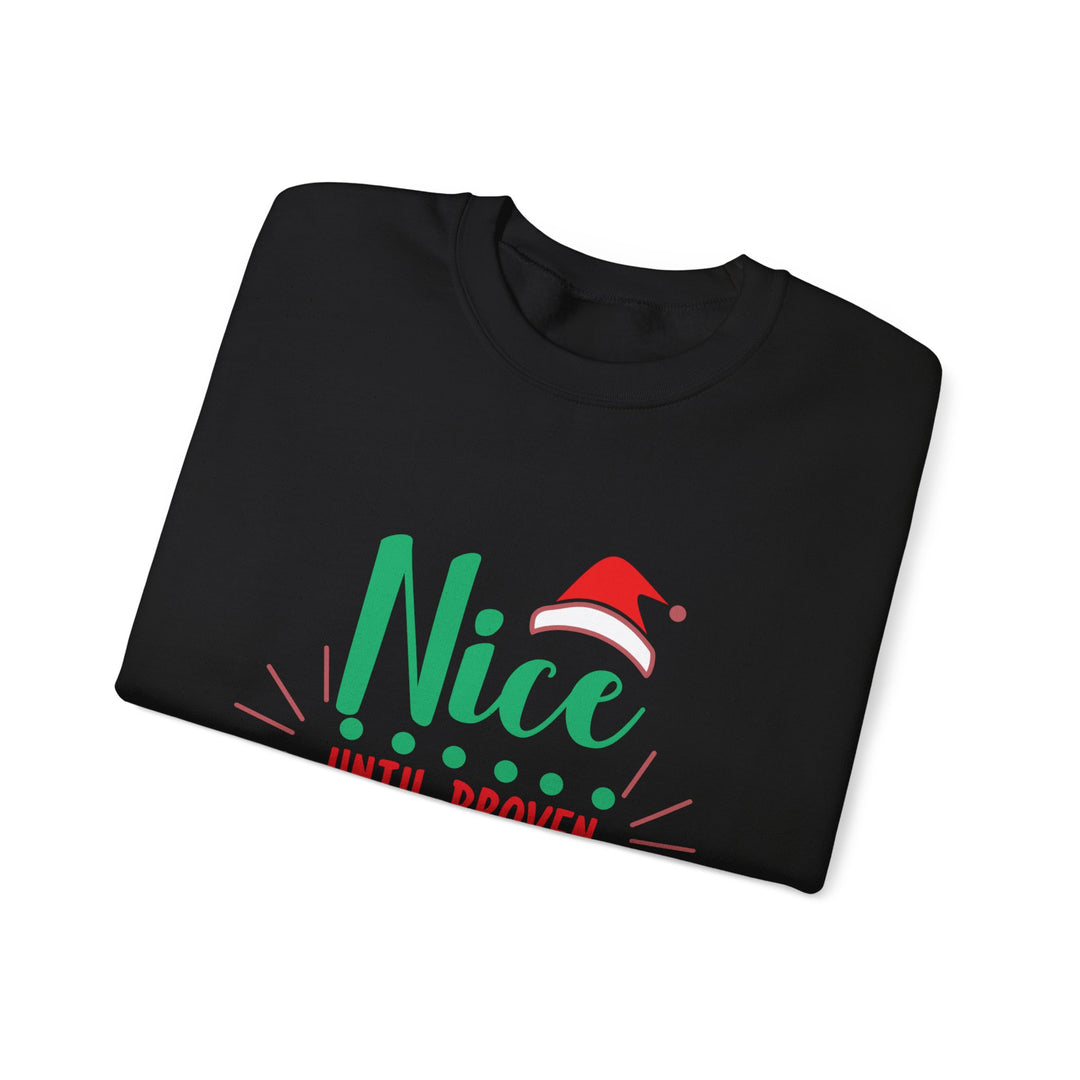 Christmas Sweatshirt “Nice Until Proven Naughty” Holiday Crewneck