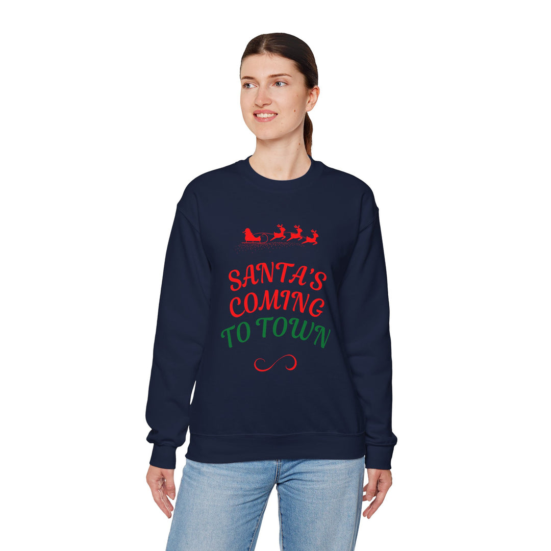 Christmas Sweatshirt — "Santa's Coming to Town" Festive Crewneck