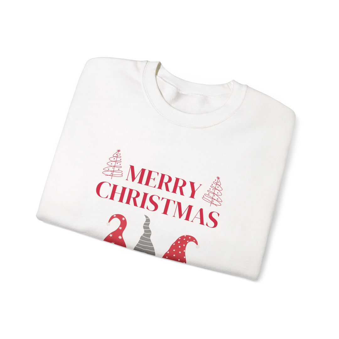 Christmas Gnome Crewneck Sweatshirt - "Merry Christmas and Happy New Year" Holiday Sweatshirt