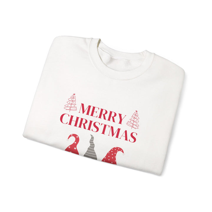 Christmas Gnome Crewneck Sweatshirt - "Merry Christmas and Happy New Year" Holiday Sweatshirt