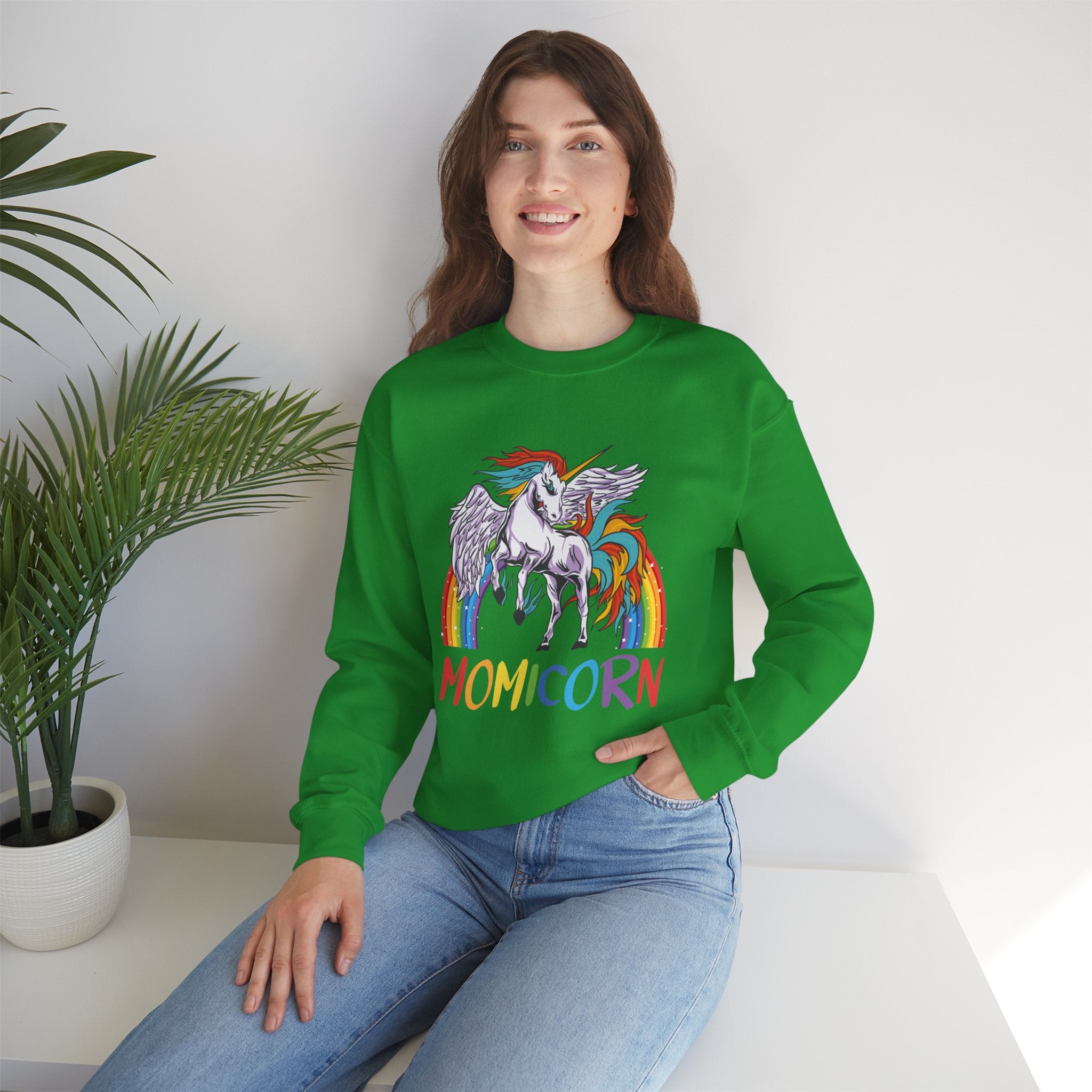 Mom Sweatshirt - Colorful MOMICORN Design