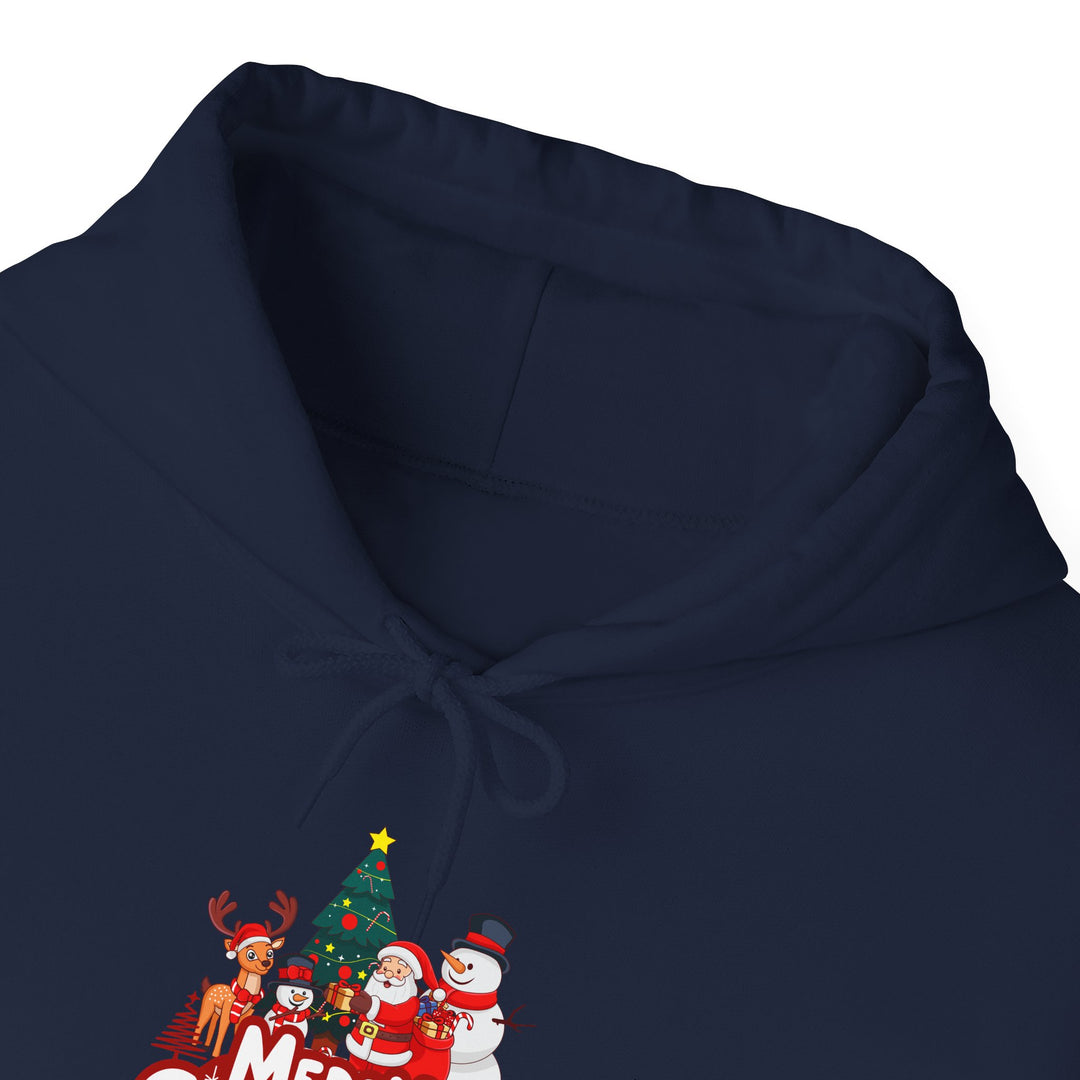 Christmas Crew Hoodie - 'Merry Christmas' Santa & Snowman Holiday Sweatshirt