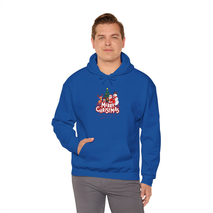 Christmas Crew Hoodie - 'Merry Christmas' Santa & Snowman Holiday Sweatshirt