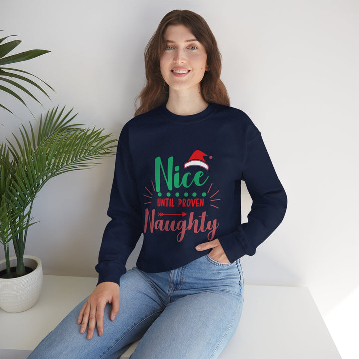 Christmas Sweatshirt “Nice Until Proven Naughty” Holiday Crewneck