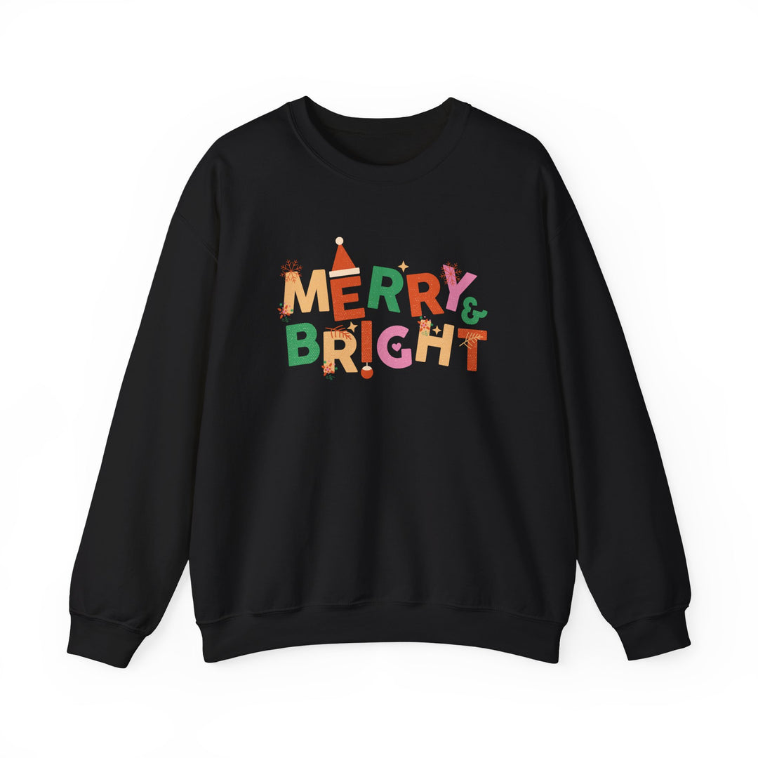 Merry & Bright Crewneck Sweatshirt — Colorful Holiday Christmas Sweater