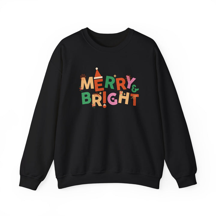 Merry & Bright Crewneck Sweatshirt — Colorful Holiday Christmas Sweater
