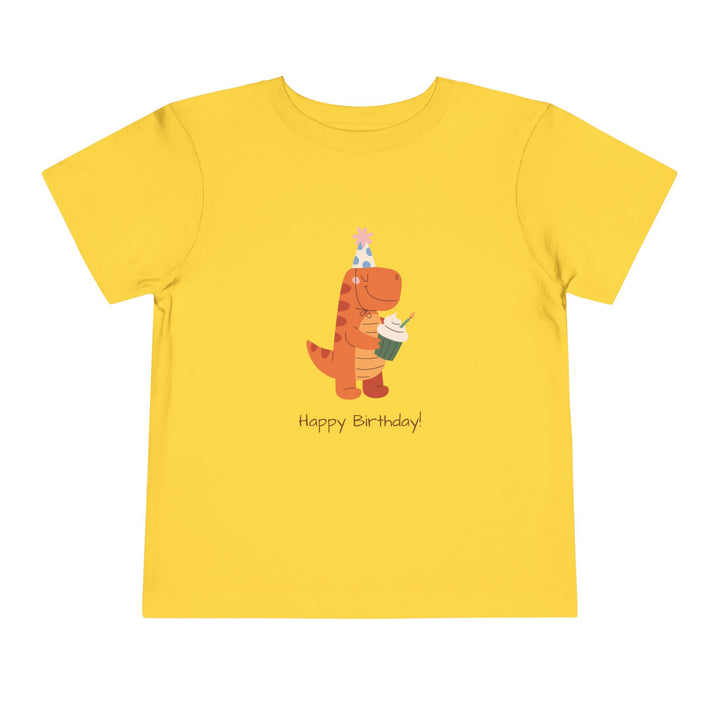 Toddler Tee — Cute Birthday Dinosaur "Happy Birthday" Shirt