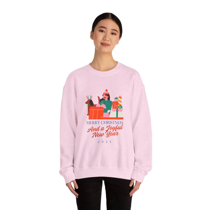 Christmas Crewneck Sweatshirt - "Merry Christmas and a Joyful New Year 2025" Holiday Sweatshirt