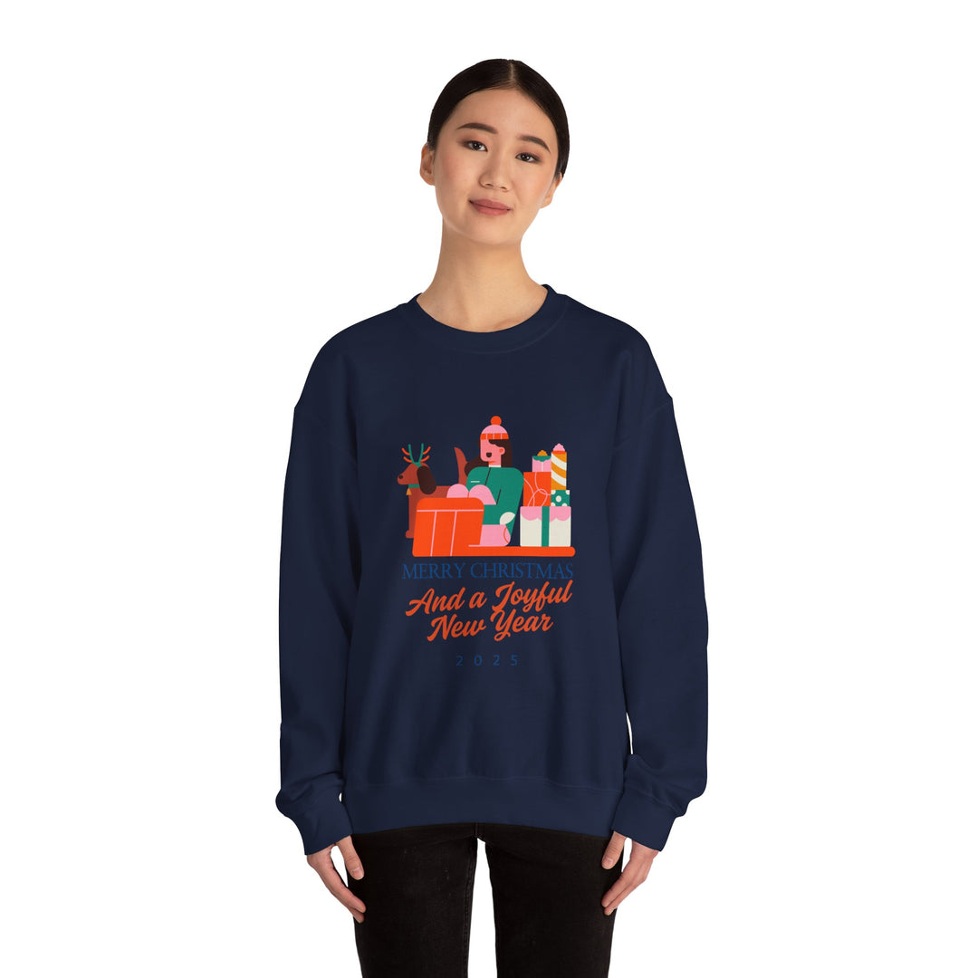 Christmas Crewneck Sweatshirt - "Merry Christmas and a Joyful New Year 2025" Holiday Sweatshirt