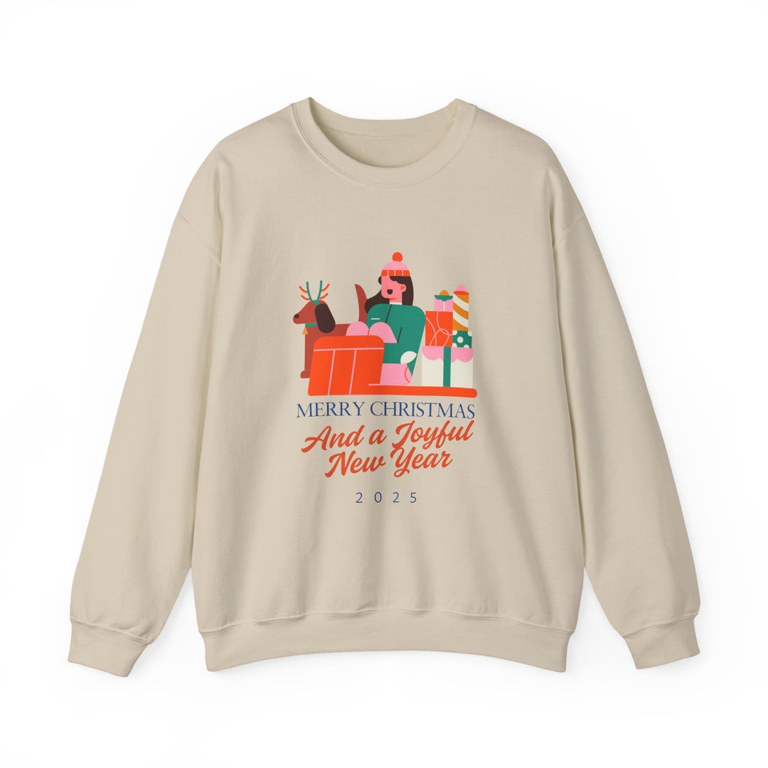 Christmas Crewneck Sweatshirt - "Merry Christmas and a Joyful New Year 2025" Holiday Sweatshirt