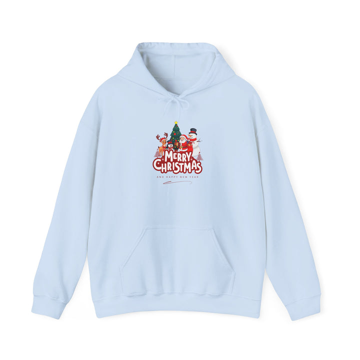 Christmas Crew Hoodie - 'Merry Christmas' Santa & Snowman Holiday Sweatshirt