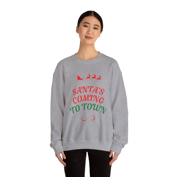 Christmas Sweatshirt — "Santa's Coming to Town" Festive Crewneck