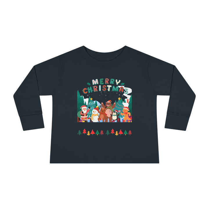 Merry Christmas Toddler Long Sleeve Tee — Cute Holiday Animal Friends