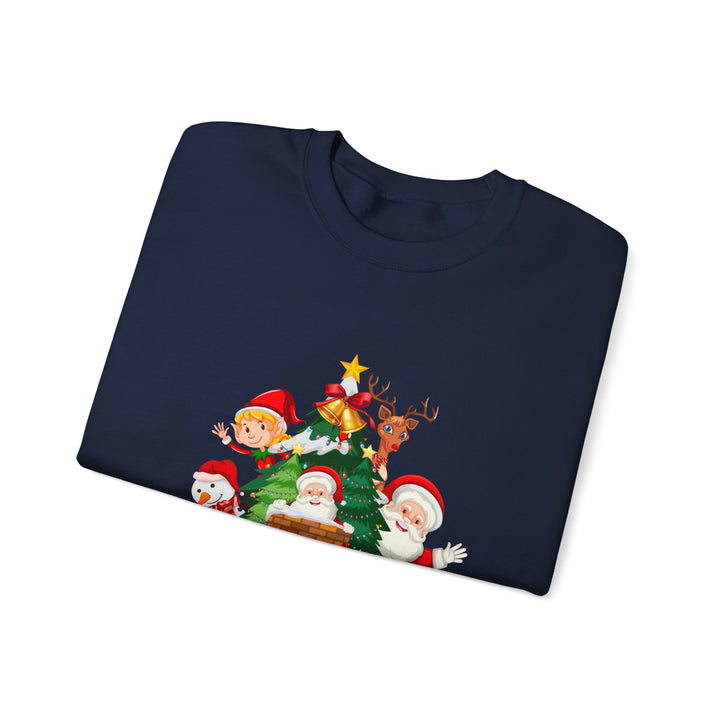 Christmas Crewneck Sweatshirt – Cute Santa & Elves "Merry Christmas" Holiday Pullover
