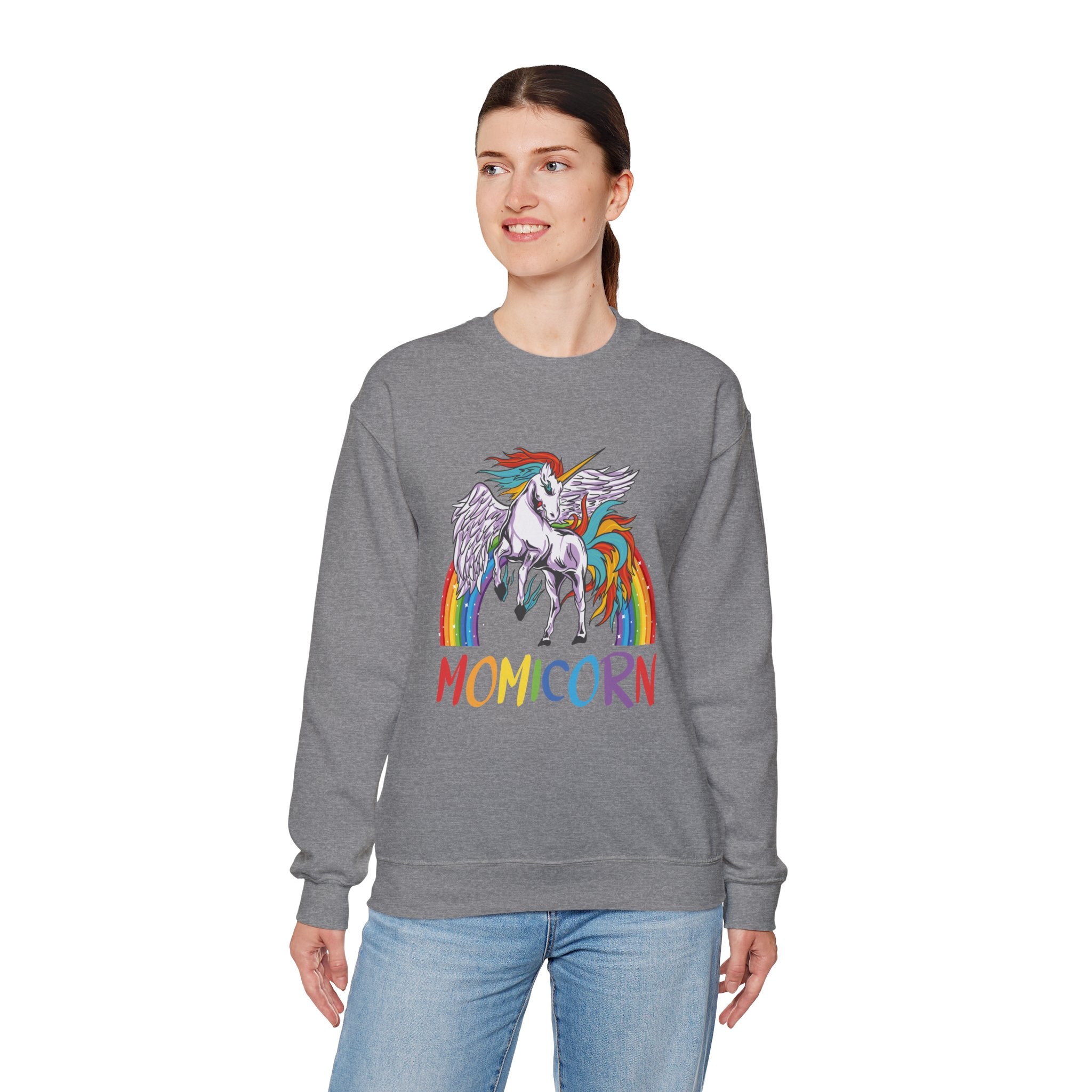 Mom Sweatshirt - Colorful MOMICORN Design