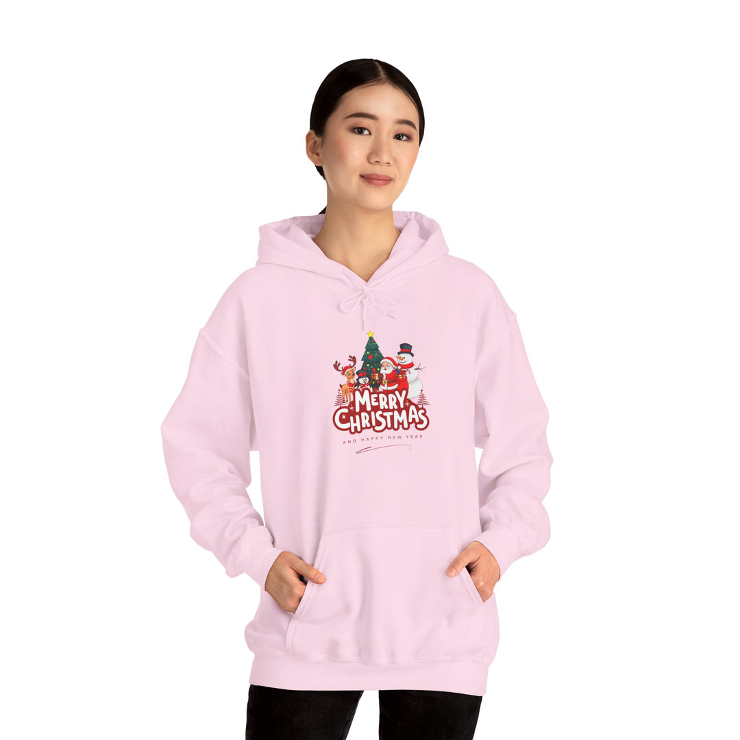Christmas Crew Hoodie - 'Merry Christmas' Santa & Snowman Holiday Sweatshirt