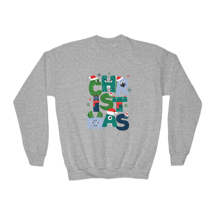 Kids Christmas Crewneck Sweatshirt – Colorful Holiday 'CHRISTMAS' Letter Design
