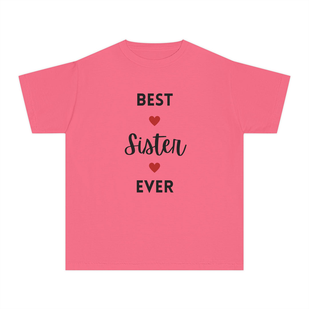 Best Sister Ever Youth Tee — Kids' Yellow 'Best Sister Ever' Heart T‑Shirt