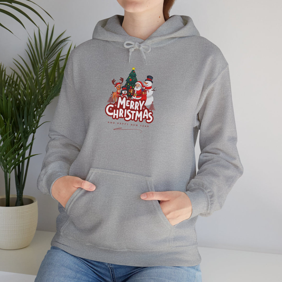 Christmas Crew Hoodie - 'Merry Christmas' Santa & Snowman Holiday Sweatshirt