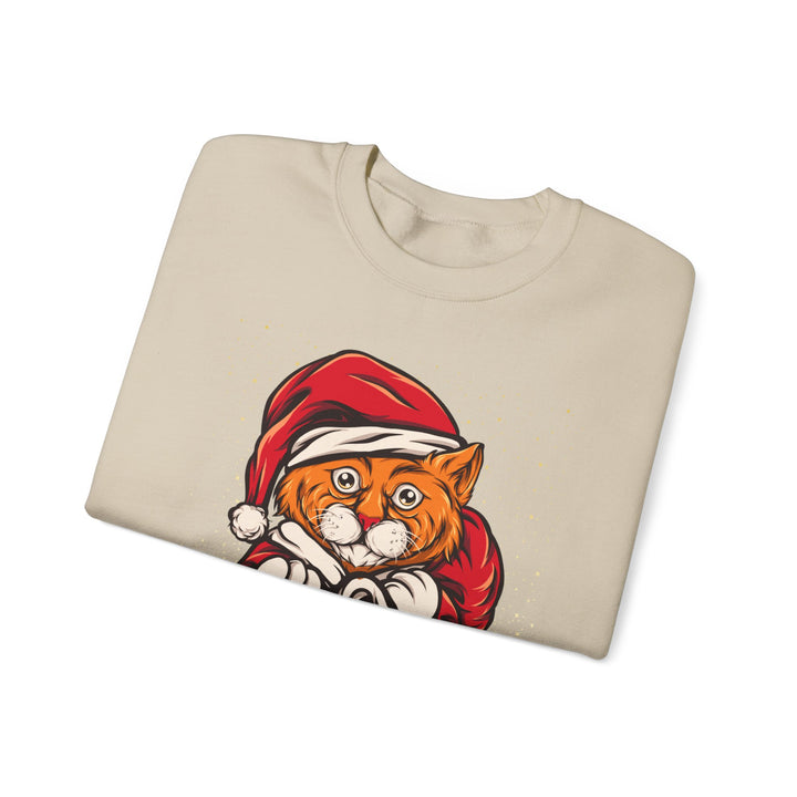 Santa Paws Unisex Heavy Blend Crewneck Sweatshirt - Cozy Festive Cat Design for Holiday Cheer