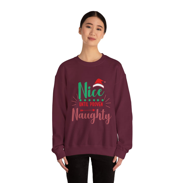 Christmas Sweatshirt “Nice Until Proven Naughty” Holiday Crewneck