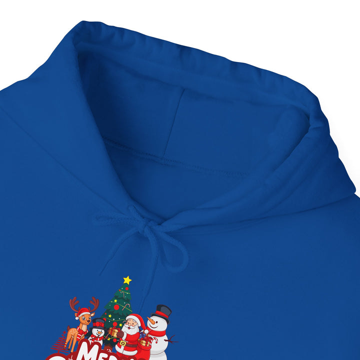Christmas Crew Hoodie - 'Merry Christmas' Santa & Snowman Holiday Sweatshirt