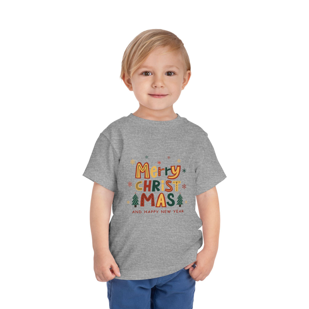 Toddler Christmas Tee — "Merry Christmas and Happy New Year" Holiday Shirt