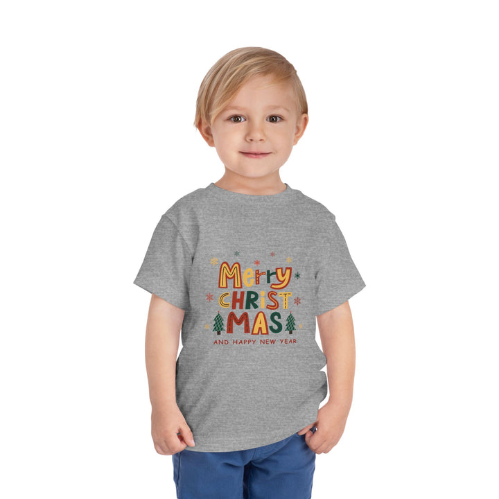 Toddler Christmas Tee — "Merry Christmas and Happy New Year" Holiday Shirt