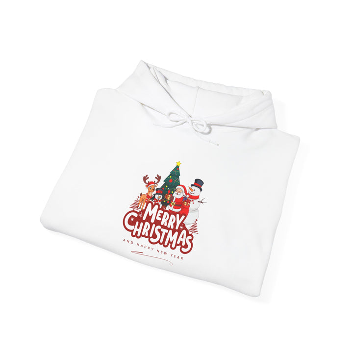 Christmas Crew Hoodie - 'Merry Christmas' Santa & Snowman Holiday Sweatshirt