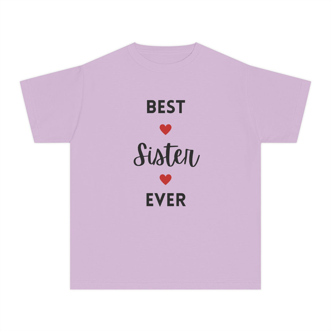 Best Sister Ever Youth Tee — Kids' Yellow 'Best Sister Ever' Heart T‑Shirt