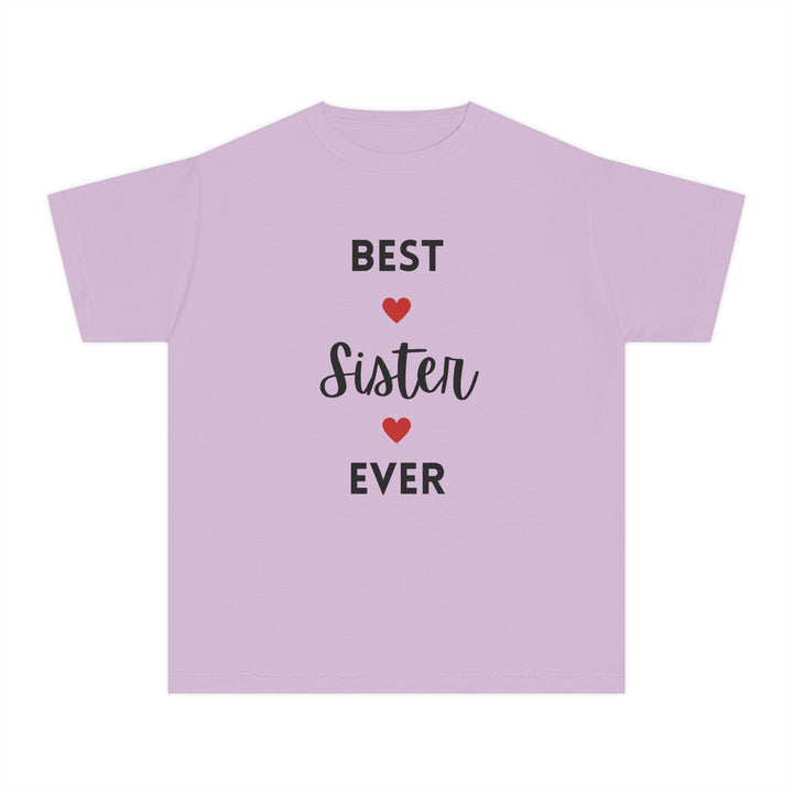 Best Sister Ever Youth Tee — Kids' Yellow 'Best Sister Ever' Heart T‑Shirt