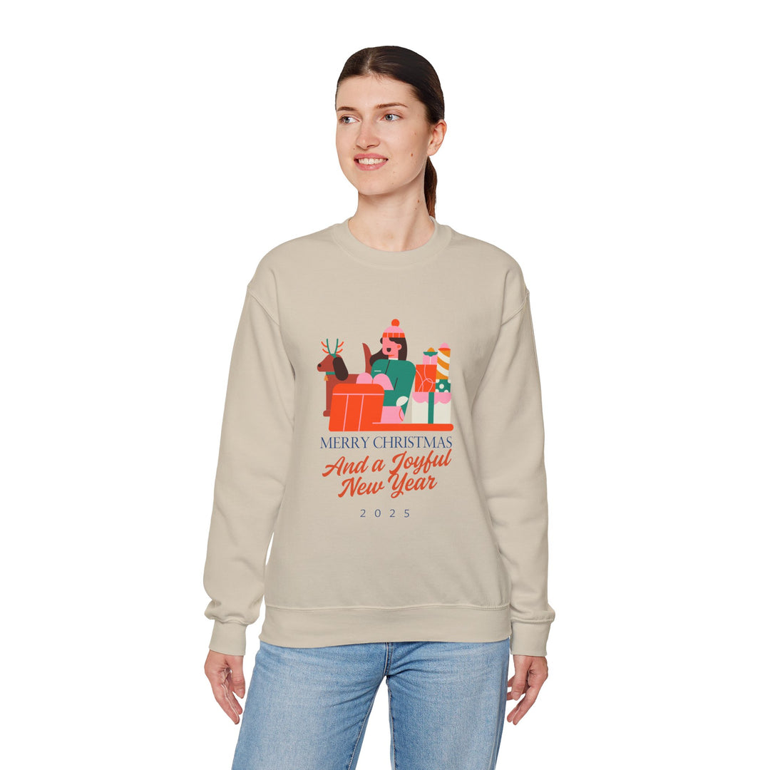 Christmas Crewneck Sweatshirt - "Merry Christmas and a Joyful New Year 2025" Holiday Sweatshirt