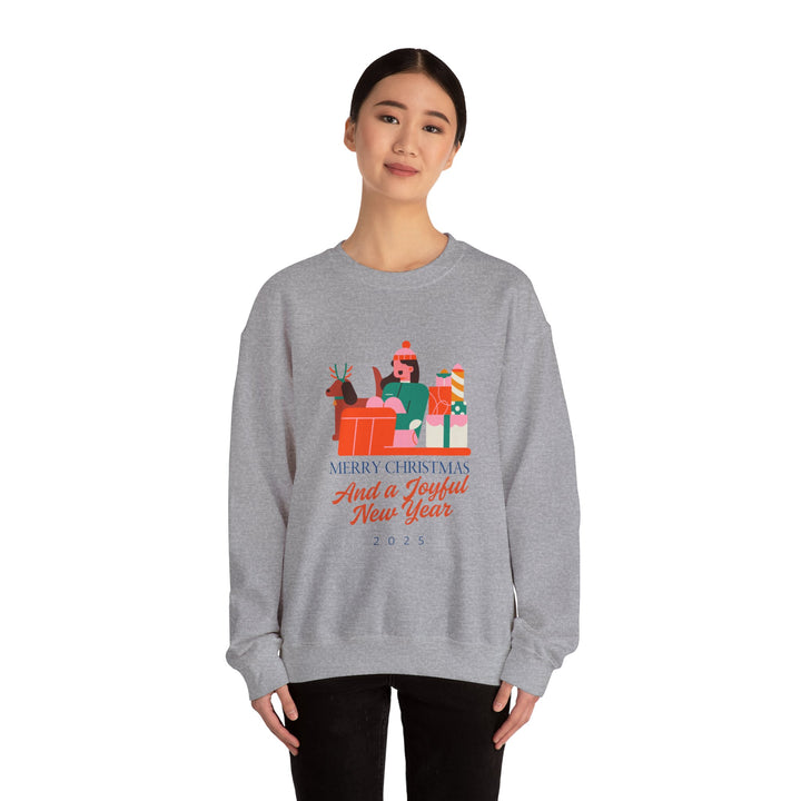 Christmas Crewneck Sweatshirt - "Merry Christmas and a Joyful New Year 2025" Holiday Sweatshirt
