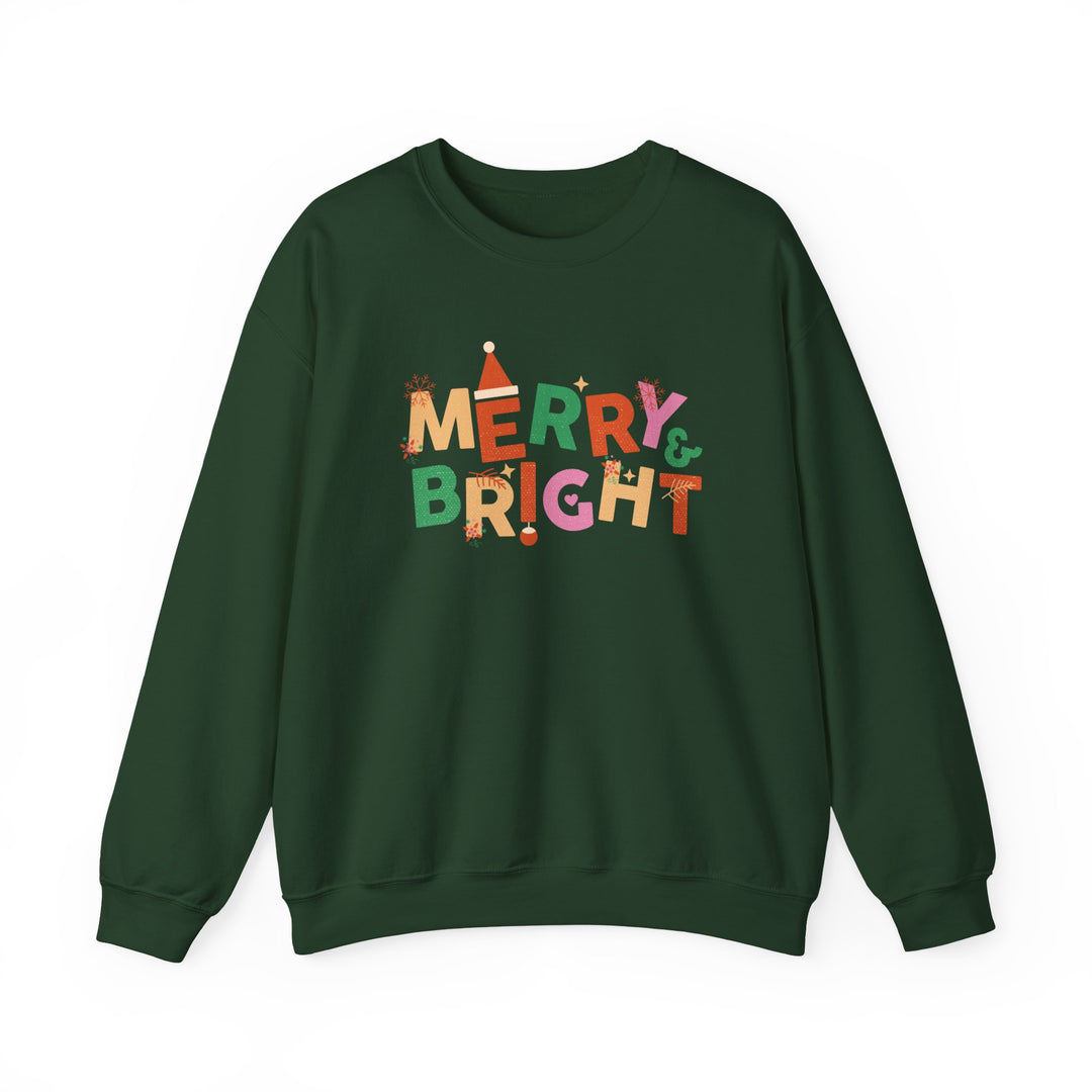 Merry & Bright Crewneck Sweatshirt — Colorful Holiday Christmas Sweater