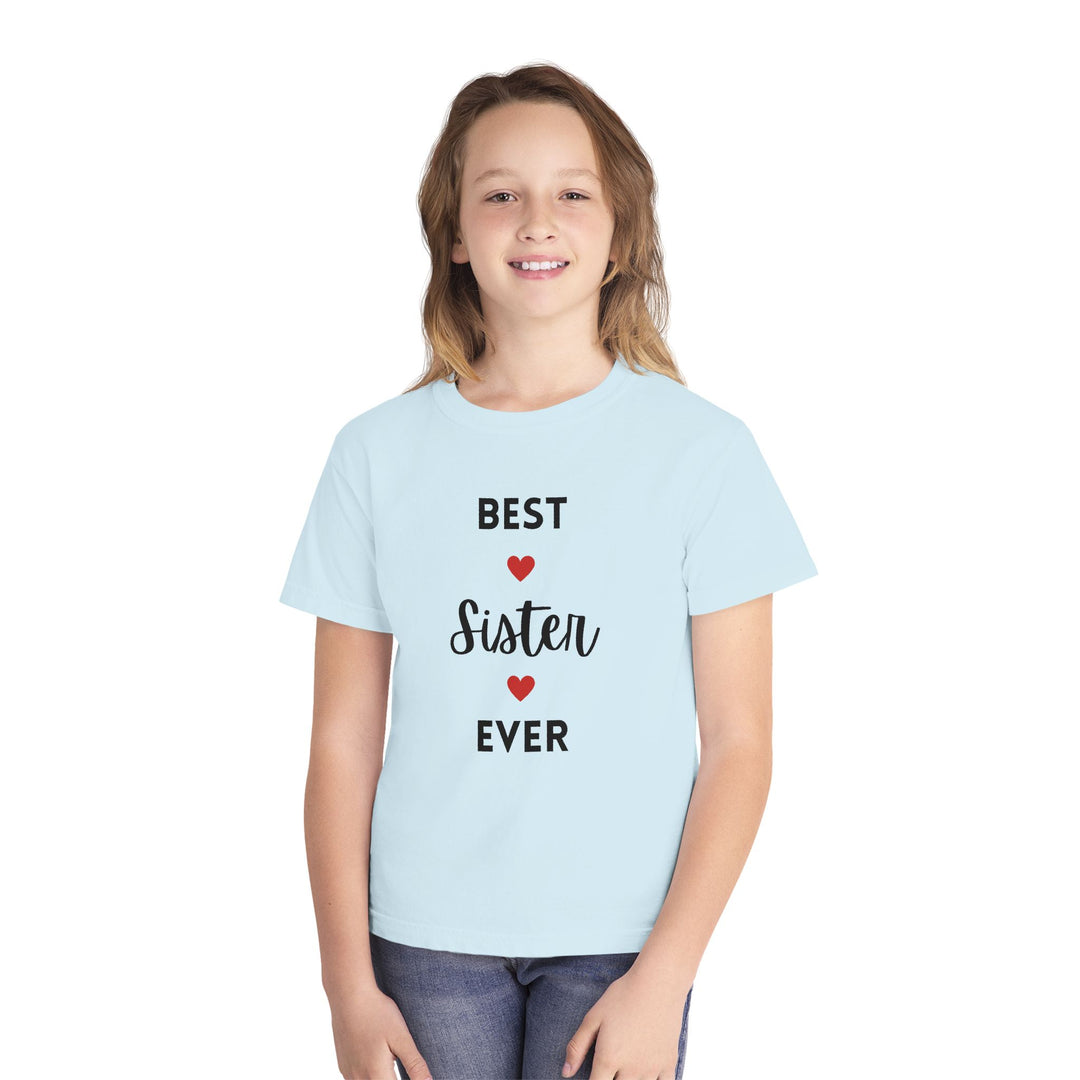 Best Sister Ever Youth Tee — Kids' Yellow 'Best Sister Ever' Heart T‑Shirt