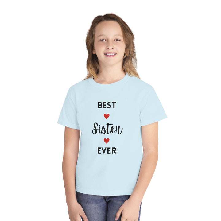 Best Sister Ever Youth Tee — Kids' Yellow 'Best Sister Ever' Heart T‑Shirt