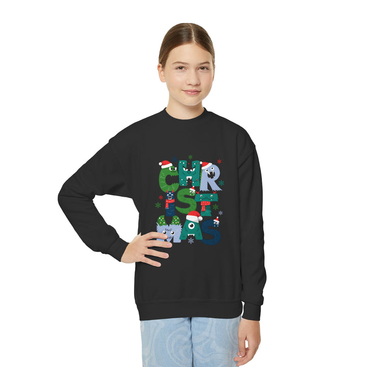 Kids Christmas Crewneck Sweatshirt – Colorful Holiday 'CHRISTMAS' Letter Design