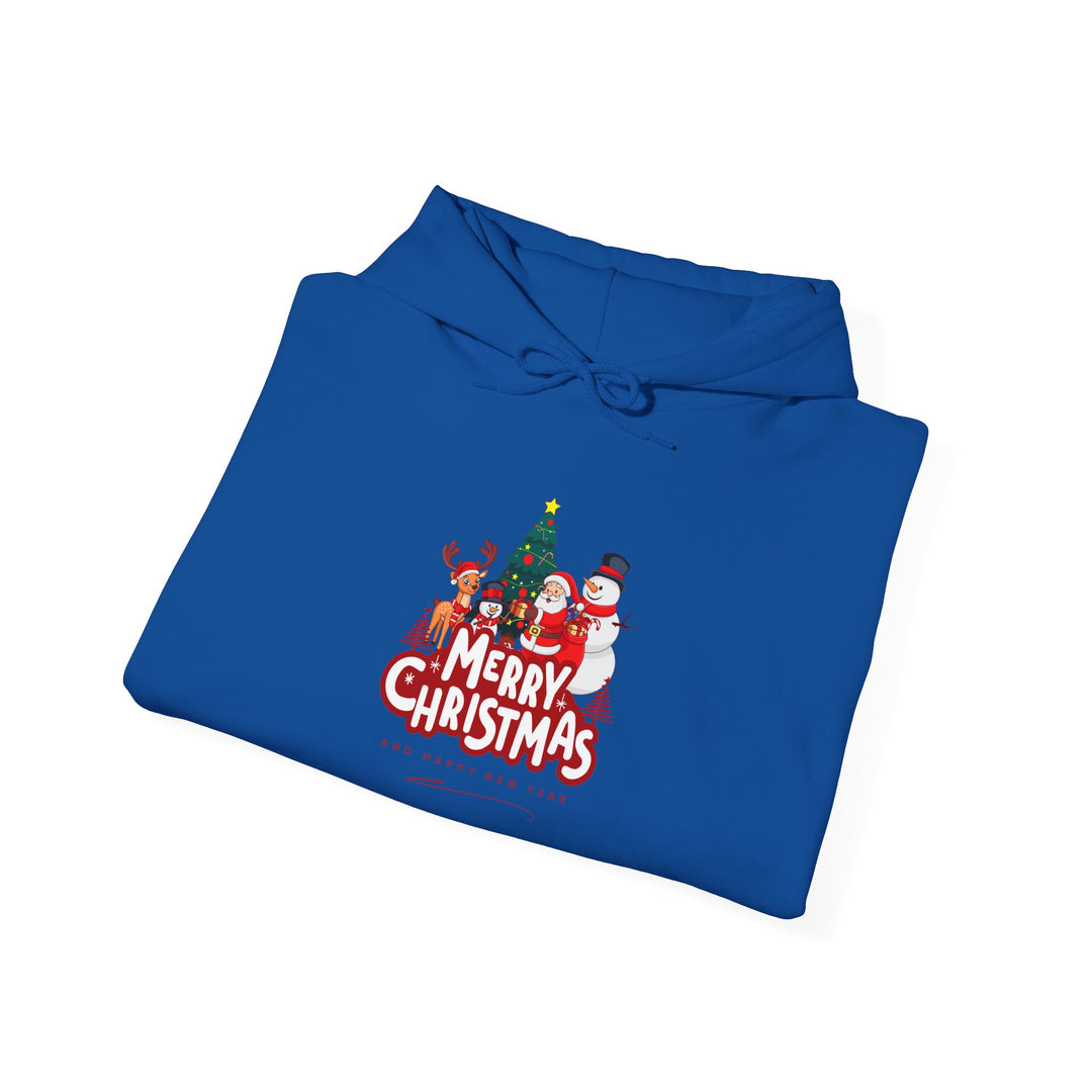 Christmas Crew Hoodie - 'Merry Christmas' Santa & Snowman Holiday Sweatshirt