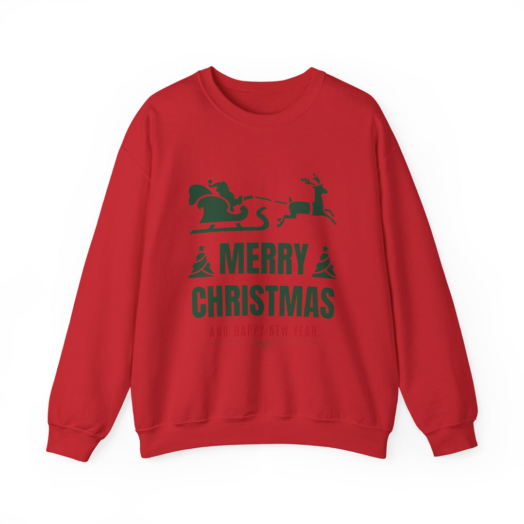 Christmas Sweatshirt - 'Merry Christmas and Happy New Year' Santa Sleigh Crewneck