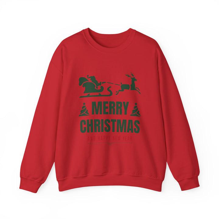 Christmas Sweatshirt - 'Merry Christmas and Happy New Year' Santa Sleigh Crewneck