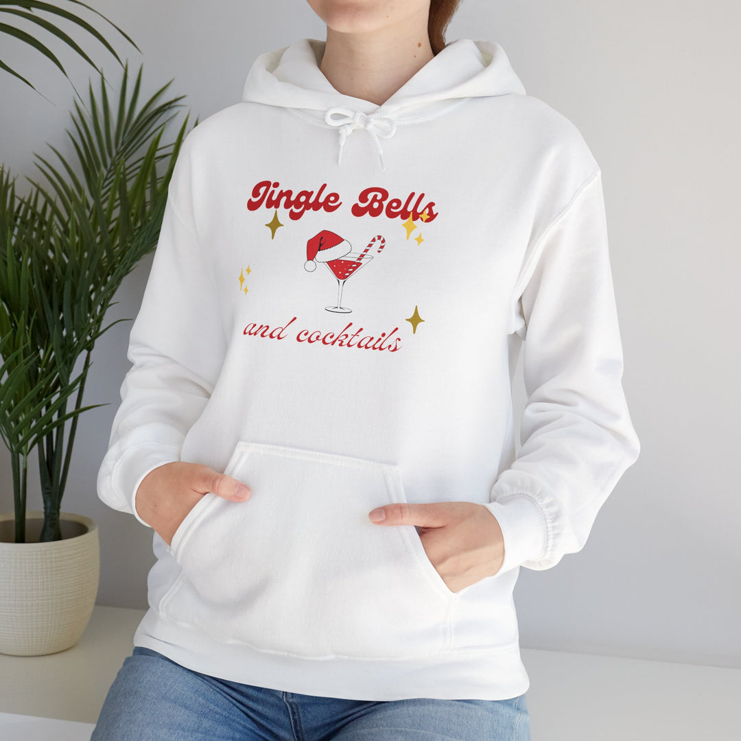 Jingle Bells and Cocktails Hoodie - Festive Unisex Heavy Blend Sweatshirt