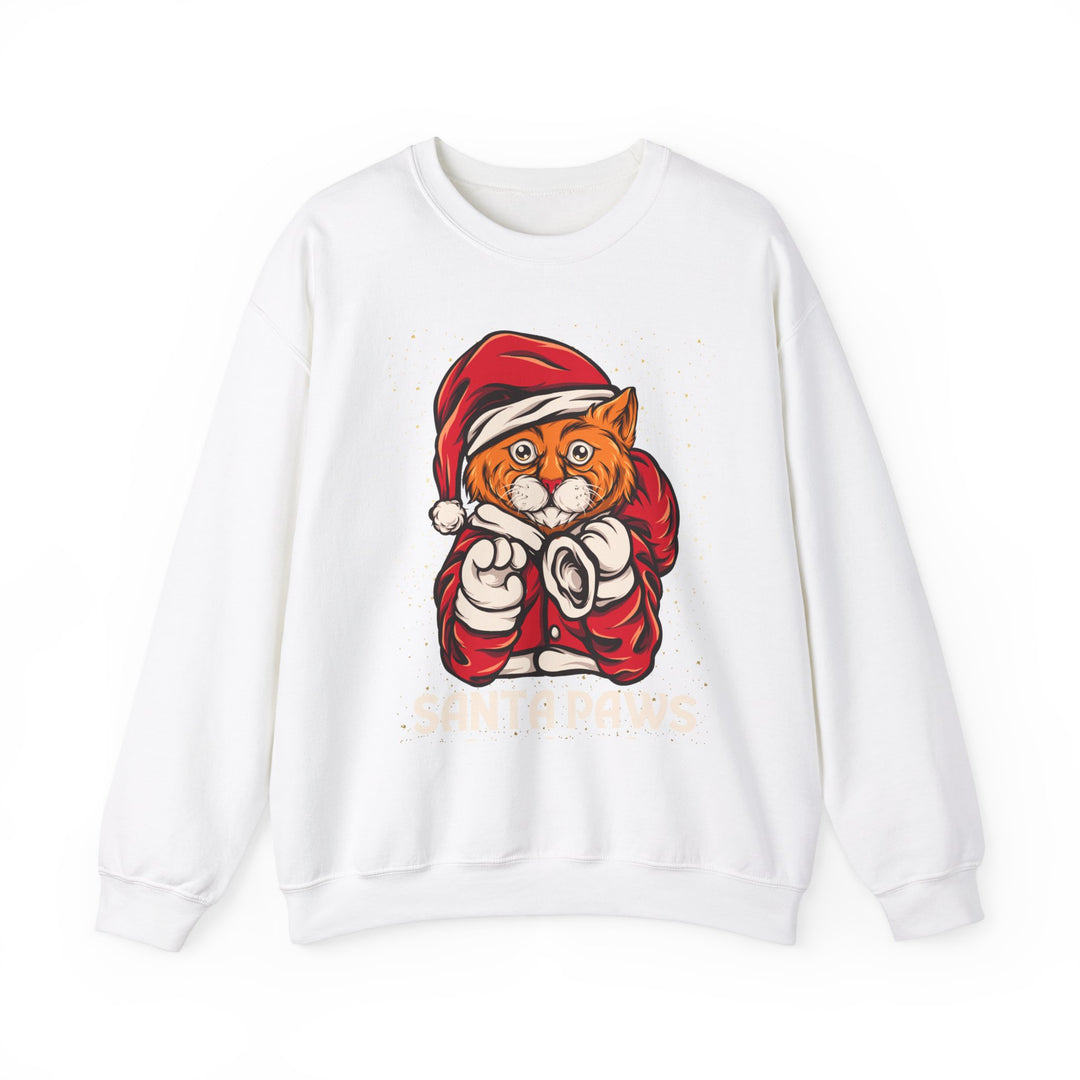 Santa Paws Unisex Heavy Blend Crewneck Sweatshirt - Cozy Festive Cat Design for Holiday Cheer