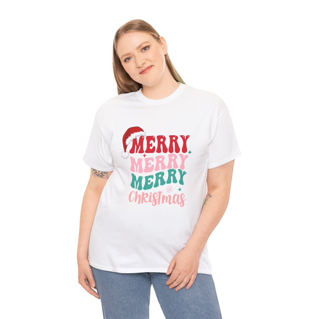 Merry Christmas Unisex Heavy Cotton Tee - Festive Holiday Shirt