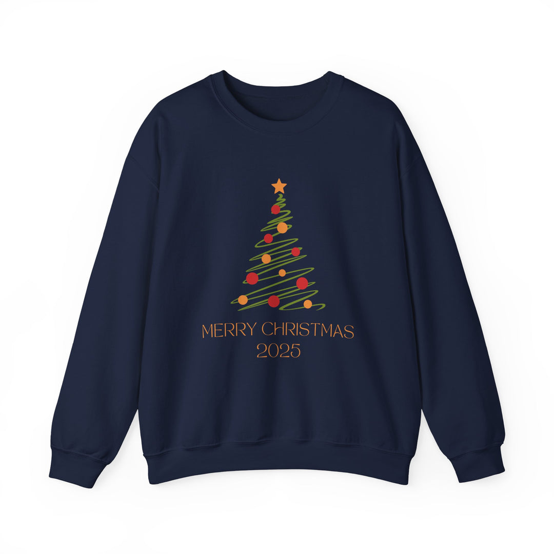 Christmas Tree Crewneck Sweatshirt – "Merry Christmas 2025" Holiday Sweater