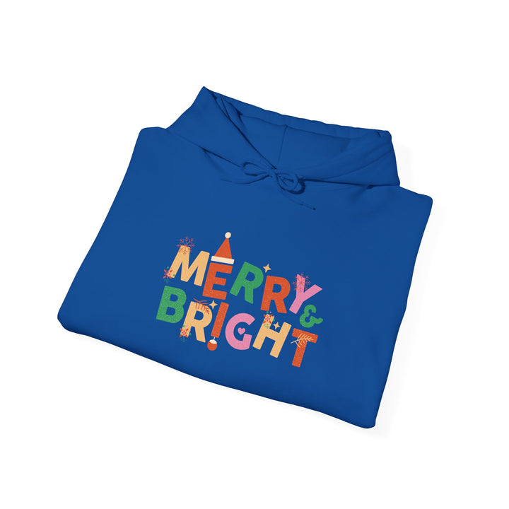 Merry & Bright Holiday Hoodie — Colorful Christmas Graphic Sweatshirt