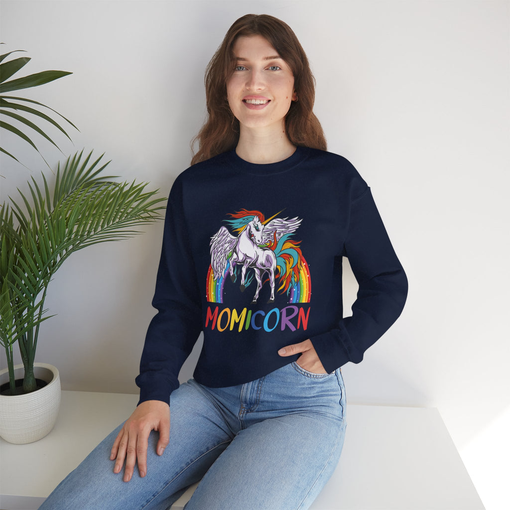 Mom Sweatshirt - Colorful MOMICORN Design