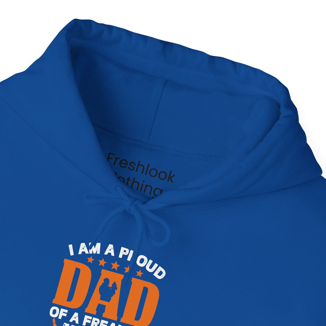 Dad’s Hooded Sweatshirt – I am Proud Dad Of a Freaking Awesome Son Design