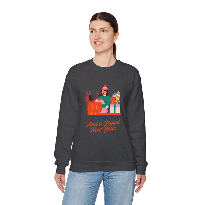 Christmas Crewneck Sweatshirt - "Merry Christmas and a Joyful New Year 2025" Holiday Sweatshirt