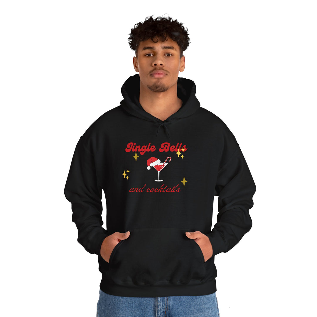 Jingle Bells and Cocktails Hoodie - Festive Unisex Heavy Blend Sweatshirt